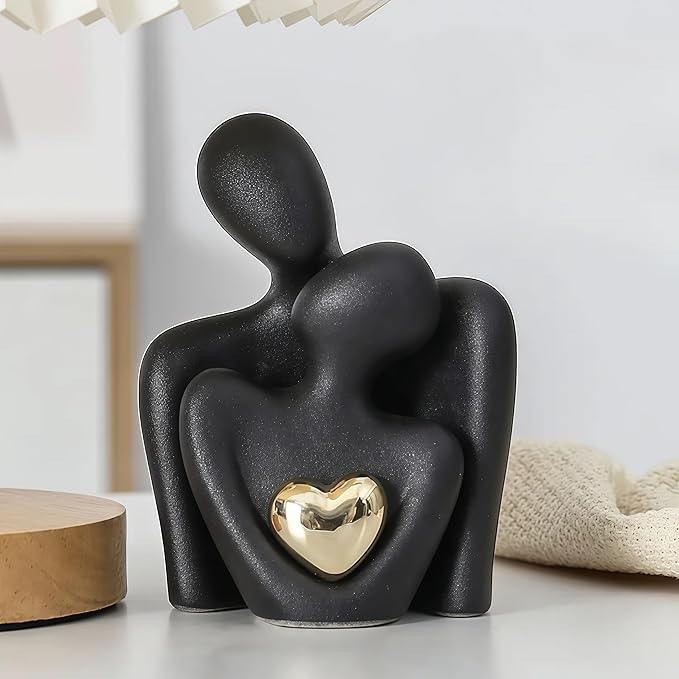 Home Decor for Couples, Mini Couple Ceramic Statue Tv Stand Decor, Bedroom Decor Love Statue Couple Knick Knacks Unique Decoration- Gifts for Her Romantic Gifts(4.72in)