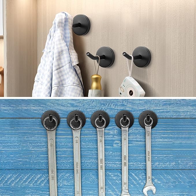 NearMoon Coat Hooks, Wall Mount Hooks for Hanging Hat Hurse Robe, 304 Stainless Steel Heavy Duty Towel Hangers for Bathroom Livingroom Hotel Kitchen Garage, 6 Pack (2 Inch, Matte Black)