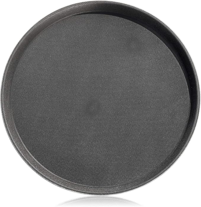 New Star Foodservice 24913 Non-Slip Tray, Plastic, Rubber Lined, Round, 11-inch, Black