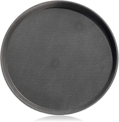 New Star Foodservice 24913 Non-Slip Tray, Plastic, Rubber Lined, Round, 11-inch, Black