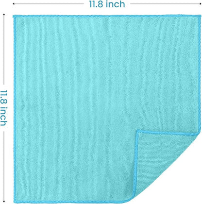 12 Pack Microfiber Cleaning Cloth, 6 Assorted Colors Cleaning Rags for Housekeeping, Colorful Reusable Microfiber Towels for Car, Kitchen, Bathroom and Household Cleaning Supplies, 11.8"X11.8"