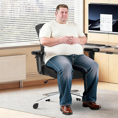 Bigroof Big and Tall Office Chair 600lbs, Heavy Duty Ergonomic Mesh Chair, Computer Executive Desk Chair with Wide Thick Seat, Adjustable Armrests, Lumbar Support
