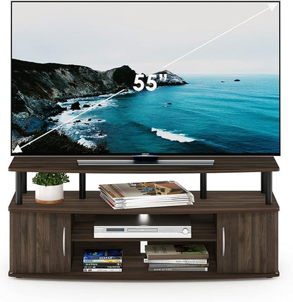 Furinno JAYA Large Entertainment Stand for TV Up to 55 Inch, Columbia Walnut/Black