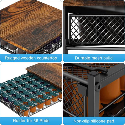 Coffee Pod Drawer Holder for K Pod Coffee Pods Holder for Counter 36 Capacity Pods Storage Organizer for Coffee Capsule Storage with Sliding Baskets for Coffee Station Black