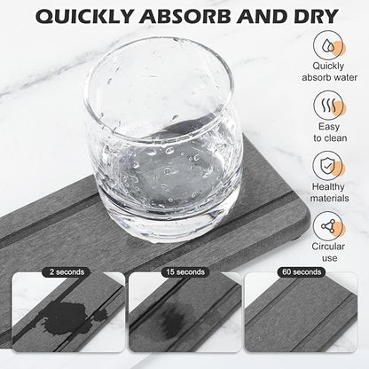 4PCS Stone Drying Trays for Bathroom Sink and Kitchen Counter, Water Absorbing Stone Tray with Diatomaceous Earth, Soap Dish and Coaster