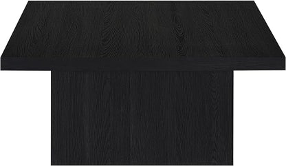 Coaster Home Furnishings - Devar - Wood - Square Coffee Table with Pedestal Base, Geometric Design and Contemporary Style - Living Room - Black - 706408