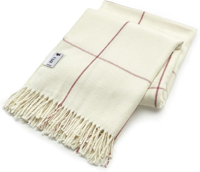 Arus Acrylic Highlands Collection Queen Size Tartan Plaid Design Throw Blanket Pink Stripes, 60x80 inch