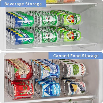 Jsyrjing Can Organizer for Pantry, 2-Tier Canned Goods Organizer 2 Pack | Automatic rolling, Modular flexible combination, Extra-thick clear material, Cabinet pantry fridge countertop storage