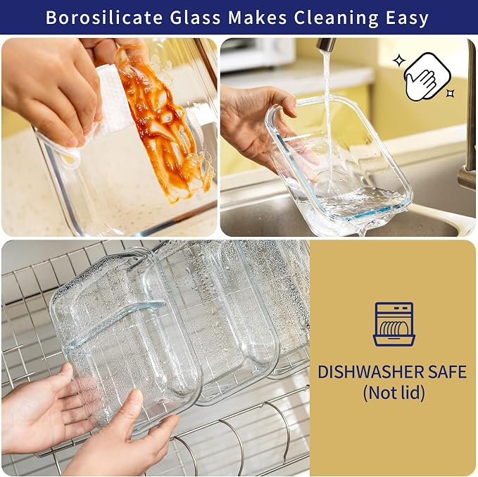 MFY 12-Pack Glass Storage Containers with Lids, Glass Meal Prep Containers Set, Airtight Lunch Containers with Lids, Microwave, Oven, Freezer and Dishwasher Safe, Gray