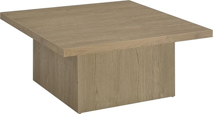 Coaster Home Furnishings - Devar - Wood - Square Coffee Table with Pedestal Base, Geometric Design and Transitional Style - Living Room - Latte - 710918