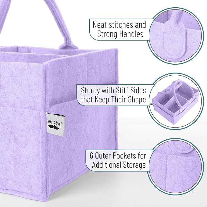Mr. Pen- Baby Diaper Caddy Organizer, lavender dream, Nursery Storage Bin and Car Organizer for Diapers and Baby Wipes