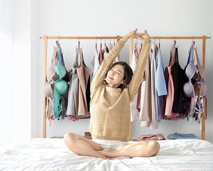 Large Bra Hanger and Bra Organizer for Closet – Tank Top Hanger Space Saving for House, Dorm, Apartment - Foldable Wooden Hangers for Closet Organizer - 20 Hooks - Cedar Wood, Natural, 2 Pack