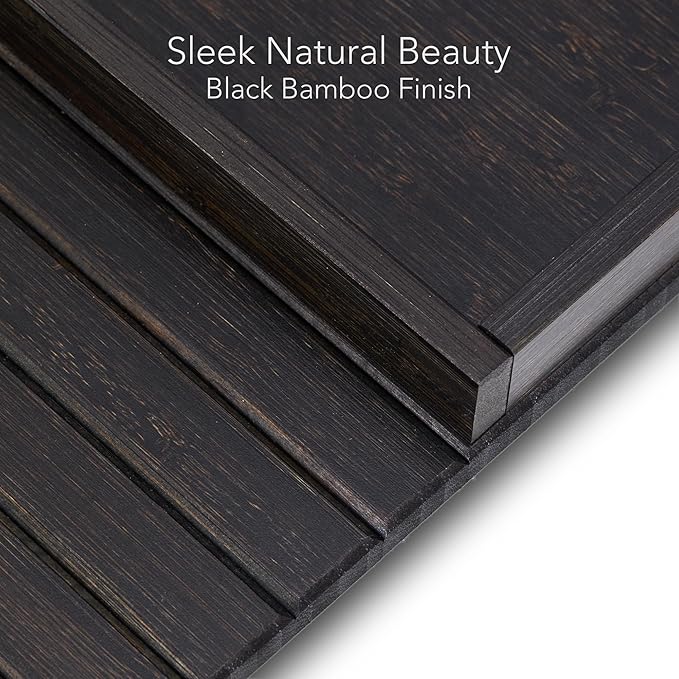 DETOR Sofa Arm Tray with Spacious 12.4" x 5.4" Storage Box, Ebony Bamboo Finish, Enhanced Non-Slip Felt Bottom, Sturdy Bamboo Slats, Fits Armrests 6" and Wider