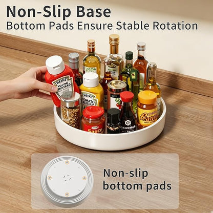 Lazy Susan Organizer Turntable, 11.8" Rotating Spice Rack Organization with Non-Slip Base & Raised Lip, Pantry Organizers and Storage for Cabinet, Kitchen, Bathroom, Countertop, Refrigerator