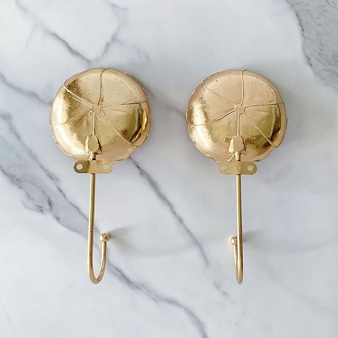 Vintage Flower Shaped Decorative Wall Hooks Rack Hangers for Hanging Clothes Coats Towels Keys Hats, 2 Pack Antique Metal Mounted Wall Hook