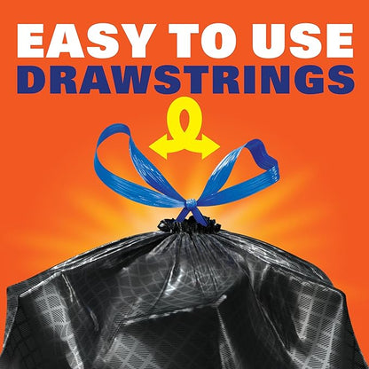 Hefty Ultra Strong Trash Bags,Black Tall Kitchen Trash Bags 13 Gallon Size,Break Resistant Drawstring Enclosure,Continuous Odor Control,Blackout,Clean Burst Scent,110 Count,(Pack of 3)