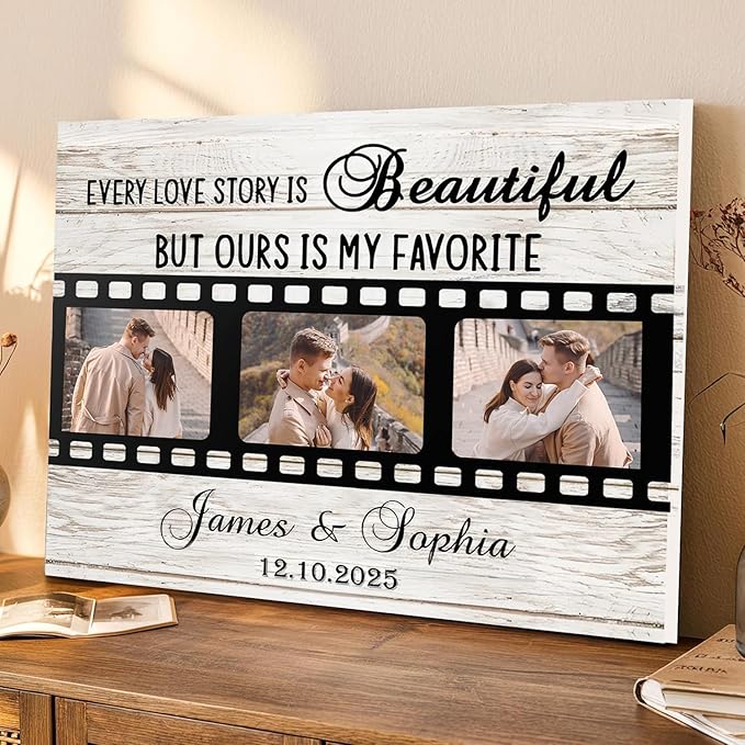 Love Signal Personalized Wall Art for Couples, Custom Photo Print Canvas/Poster/Frame, Wedding, Anniversary, Valentine Day, Birthday Gifts for Him Her Boyfriend Girlfriend, Husband Wife Bedroom Decor