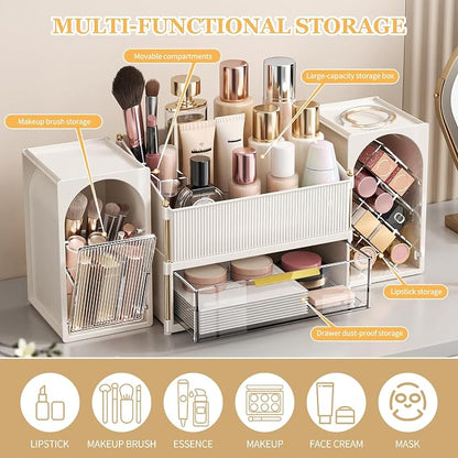 Modular Makeup Organizer, Clear Acrylic Cosmetic Storage Box with Drawer, Vanity Countertop Organizer for Makeup, Skincare and Beauty Accessories – Multiple Styles