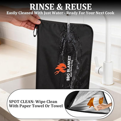 21-Inch BBQ Blanket for Resting Meat, Heavy-Duty Oxford Cloth Brisket Bag with 5-Layer Thermal Insulation, Water-Resistant & Easy Wipe Clean, Perfect Valentine's Day for Pitmaste
