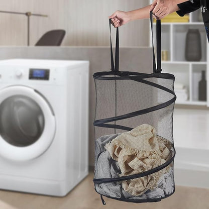Seiritex 2Pcs Mesh Popup Laundry Hamper 115L Extra Large Collapsible Laundry Basket Foldable Clothing Storage Basket with Handles No Lid 26 H x 18 W x 18 L (Black)