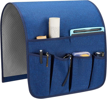 Sofa Armrest Organizer, Remote Control Holder for Recliner Couch, Arm Chair Caddy with 5 Pockets for Magazine, Tablet, Phone, iPad