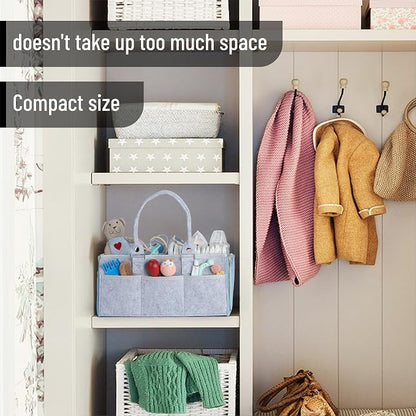 Mr. Pen- Baby Diaper Caddy Organizer, Gray, Blue Inside, Nursery Storage Bin and Car Organizer for Diapers and Baby Wipes