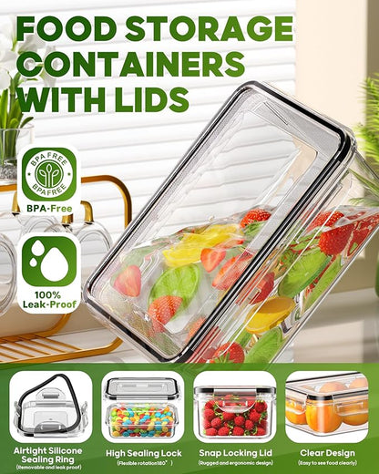 KEMETHY 60 PCS Food Storage Containers with Lids, BPA-Free Plastic Food Containers for Kitchen Storage, Leak Proof, Reusable Meal Prep Containers with Labels & Pen