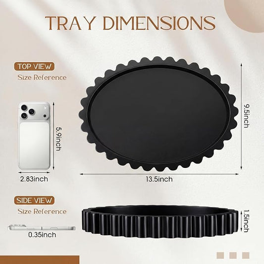 13.5 x 9.5'' Large Oval Decorative Tray for Coffee Tables Wooden Modern Coffee Table Tray Handmade Trays Home Decor for Living Room Kitchen Accent Table Centerpiece Counter Decorative Trays