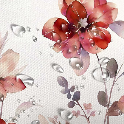 Red Floral Shower Curtain, Red Lavender Floral Butterfly Boho Shower Curtains for Bathroom, Farmhous Flower Cute Fabric Shower Curtain Set with 12PCS Hooks, 36X70IN
