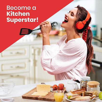Rise8 Studios Rockstar Microphone Spatula - Fun Kitchen Gadget for Singers & Music Lovers - Funny Novelty Cooking Utensil for Kitchen Rockstar