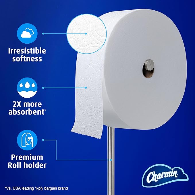 Charmin Toilet Paper Ultra Soft, Forever Roll Starter Kit, 1 Holder, 2 Rolls, 2-ply Bath Tissue