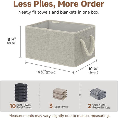 StorageWorks Storage Baskets for Shelves, Foldable Fabric Closet Storage Bins with Handles, Fabric Storage Bins Clothes Organizer, Gray, 3-Pack, Large