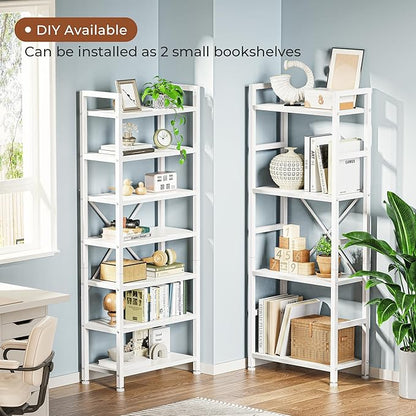 SUPERJARE Triple Bookshelf, Bookcase with 11 Open Display Shelves, Wide Book Shelf Book Case for Home & Office, 4 Tier, White