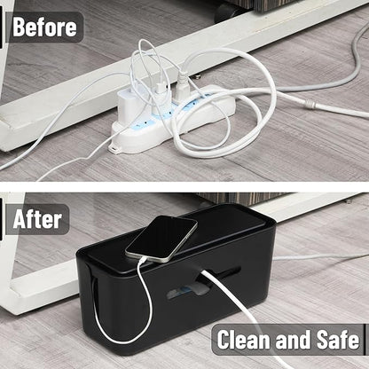 Bates- Cable Management Box, Large, Cable Organizer Box, Cord Organizer Box, Cable Box Organizer, Cord Management Box, Cord Hider Box, Cord Box for Wires on Floor, Power Strip Cover Box Baby Proof