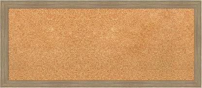 Amanti Art Natural Cork Board for Wall, 14x32 Vision Board with Brown Wood Frame, Medium Corkboard Office Decor for Home Organization, Casual Corkboard Pinboard to display items for home organization