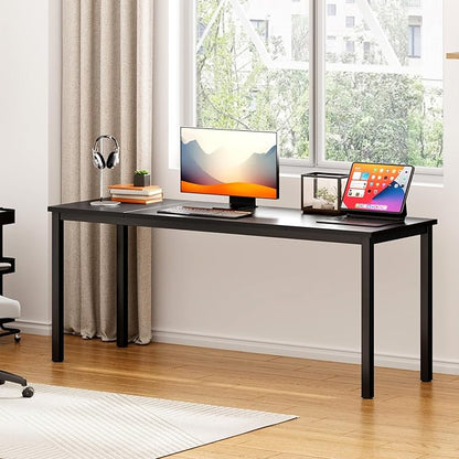 DlandHome 71 inches X-Large Computer Desk, Composite Wood Board, Decent and Steady Home Office Desk/Workstation/Table,Black,23.6Wide
