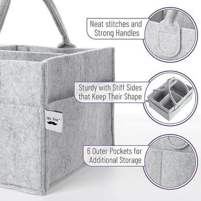 Mr. Pen- Baby Diaper Caddy Organizer, 2 Pack, Gray, Nursery Storage Bin and Car Organizer for Diapers and Baby Wipes