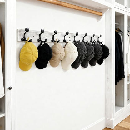 SKOLOO 43-Inch Wood Coat Rack Wall Mount with 8 Triple Hooks - Ideal for Family Entrances, Classrooms, and Pet Supplies Storage - Perfect Coat Hooks for Wall,Distressed White Wash