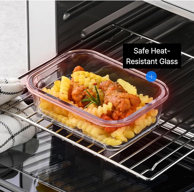 LocknLock LNG455S5M The Clear Heat-Resistant Borosilicate Glass Food Storage Set, 10-Piece (5 Containers + 5 Lids) - Mint