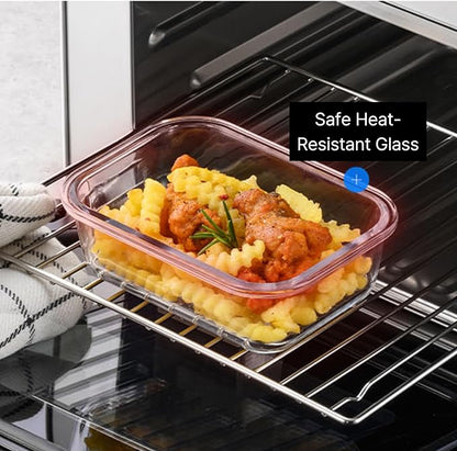 LocknLock LNG455S5M The Clear Heat-Resistant Borosilicate Glass Food Storage Set, 10-Piece (5 Containers + 5 Lids) - Mint