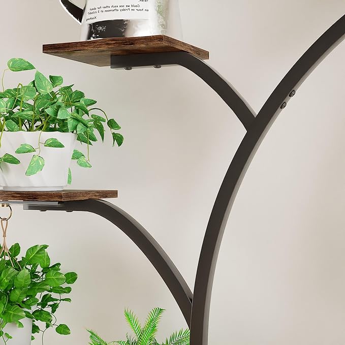 VECELO Plant Stand with Grow Light, 8-Tier Plant Shelf for Multiple Pots , 62" Corner Plant Stand Indoor for Living Room Patio Home Decor