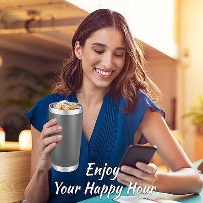 20 oz Tumblers Bulk Stainless Steel Tumbler with Lid Double Wall Vacuum Insulated Coffee Mug 20oz Powder Coated Cup for Hot and Cold Drinks, Gray, 6 pack