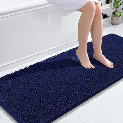 OLANLY Bathroom Runner Rugs 59x24, Soft Absorbent Chenille Bath Rugs, Rubber Backing Quick Dry, Machine Washable Long Bath Mats for Bathroom, Tub and Shower, Home Decor Accessories, Twilight Sapphire