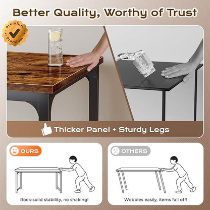 Huuger 63 x 31.5 inch Desk with Power Outlets & USB-C, 0.95 Inch Thicker Desktop, Robust Metal Tubes, Deep Computer Desk, Heavy Duty Office Desk, for Home Office, Rustic Brown