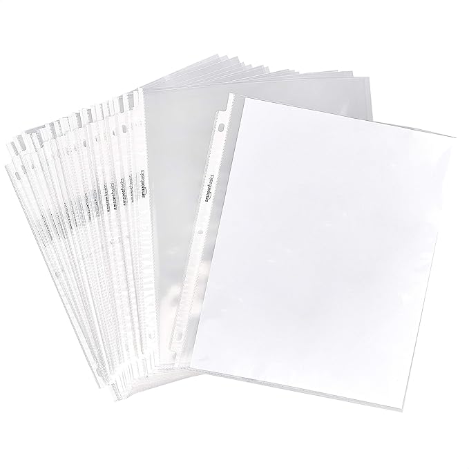 Amazon Basics Sheet Protectors for 3 Ring Binder, Top Loading, Clear Plastic Sleeves, Letter Size, 2000-Pack