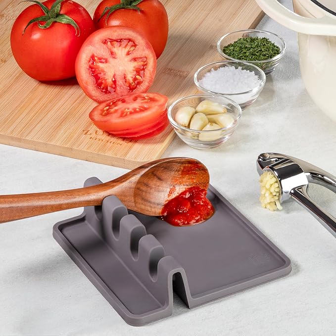 Zulay Kitchen Spoon Rest for Multiple Utensils High Heat-Resistant Silicone Drip Pad, BPA-Free Spoon Holder for Stove Top, Kitchen Gadget Holder for Ladles, Tongs, Cooking Spatula - Makes Great Gift