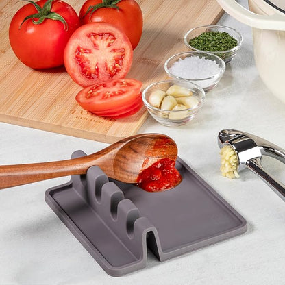 Zulay Kitchen Spoon Rest for Multiple Utensils High Heat-Resistant Silicone Drip Pad, BPA-Free Spoon Holder for Stove Top, Kitchen Gadget Holder for Ladles, Tongs, Cooking Spatula - Makes Great Gift