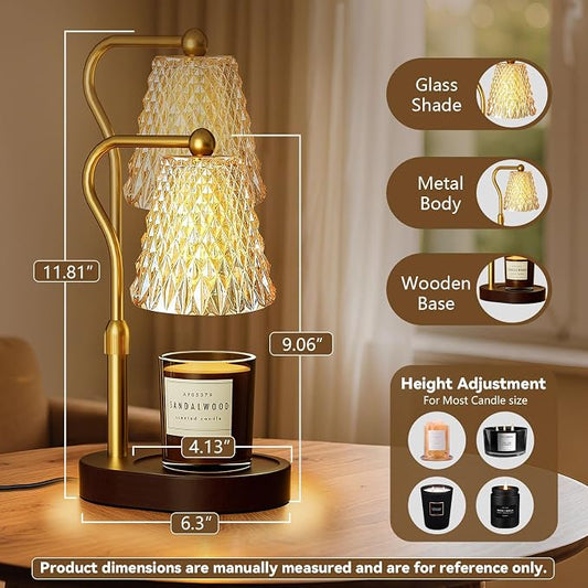 Candle Warmer Lamp with Timer Dimmable, Birthday Gifts for Women Mom, House Warming Gifts New Home Decor, Wax Melt Warmer for Jar Candles with 2 Bulbs