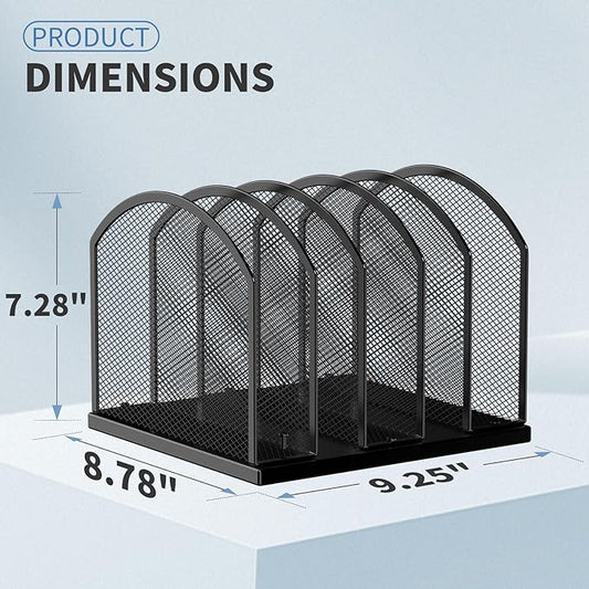 Gawerk 5-Section Vertical Desktop Organizer, 5-Section Mesh File Folder Stand Sorter for Office Home Classroom Organization (2, Black)
