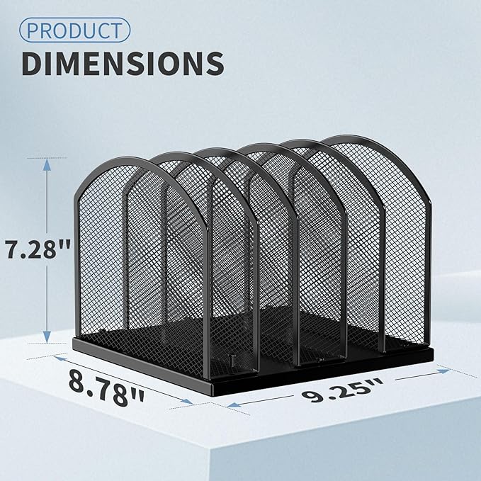 Gawerk 5-Section Vertical Desktop Organizer, 5-Section Mesh File Folder Stand Sorter for Office Home Classroom Organization (1, Black)